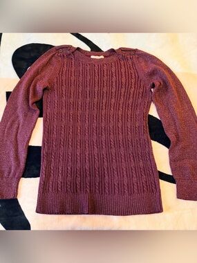Banana Republic Cable-Knit Crewneck Sweater in Wine Plum